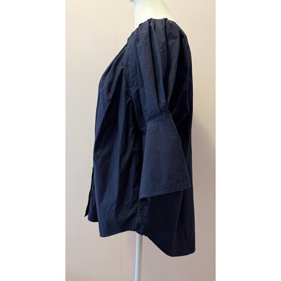 A.L.C. Chloe Button-Front Pleated Puff Bell Sleeves Feminine Boho Blouse Size 8 - Picture 3 of 5